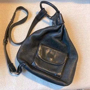 Vintage black leather sling bag